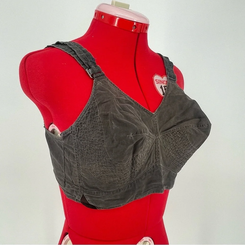 Vintage Exquisite Form Washed Black Cotton Authentic Bullet Bra / Size 34D - Picture 5 of 12